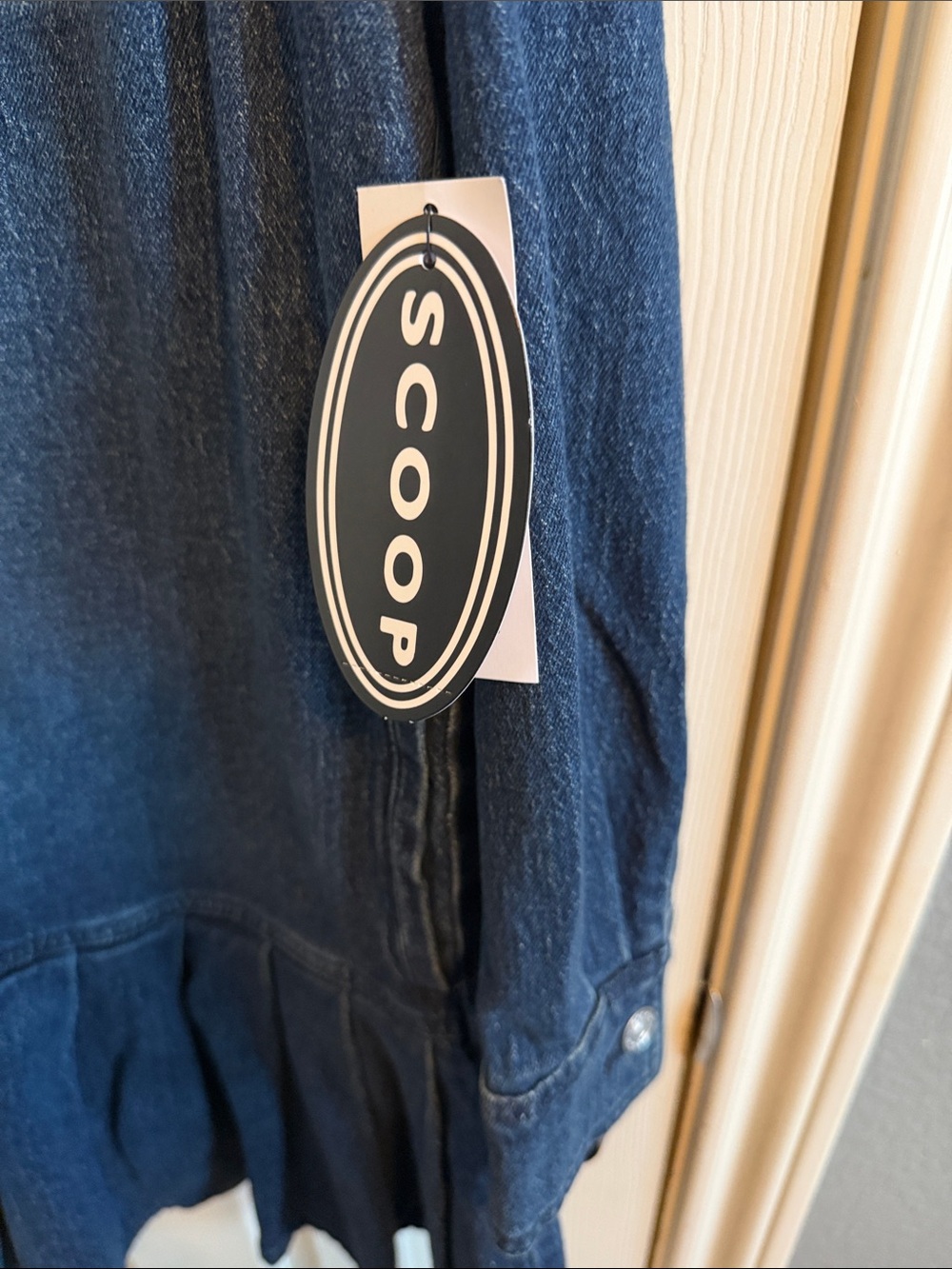 Scoop Dark Blue Denim Midi Dress - Picture 3 of 9